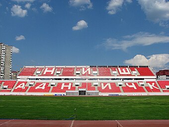 Die Osttribüne nach der Installation der Sitzplätze 2013