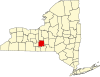 Harta statului New York indicând comitatul Tompkins