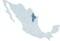 Locator map for the state of Nuevo León within Mexico.