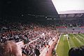 The seating in the corner before the 1998 rebuilding of the west stand