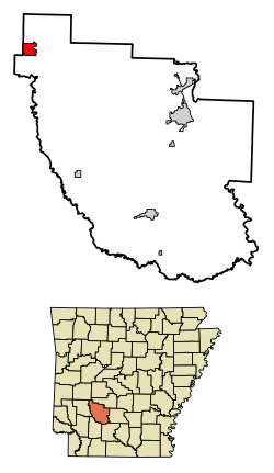 Location of Amity in Clark County, Arkansas.
