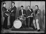 Leden van de band Johnny and his drifting four. Deze band kreeg later de naam The Vips. 1962.