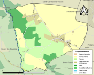 Carte en couleurs présentant l'occupation des sols.