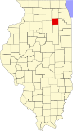 Map of Illinois highlighting Kendall County