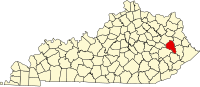 Map of Kentaki highlighting Magoffin County