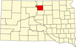 Map of South Dakota highlighting Walworth County