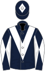 Dark blue, white chevron, diabolo on sleeves and diamond on cap