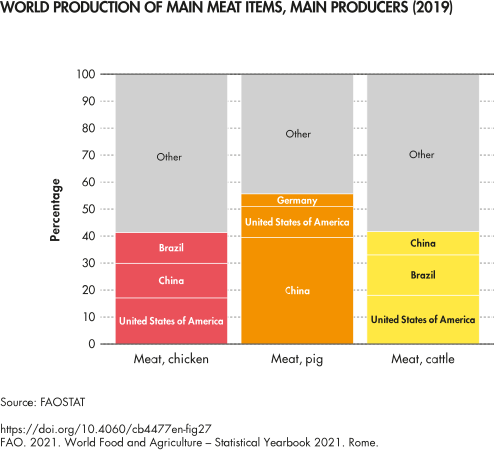 World production of main meat items, main producers (2019)[39]