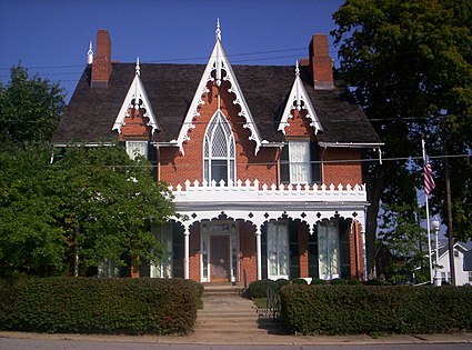 Chalé Oak Hill em Mansfield, Ohio, um exemplo de Gótico Campestre (1847)