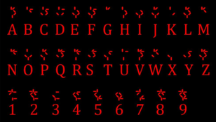 プレデター語をアルファベット・数字に置き換えたもの。