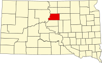 Map of Južna Dakota highlighting Potter County