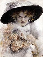 La dame au chapeau noir et au bouquet de fleur ("A dama do chapéu negro e do ramo de flores")