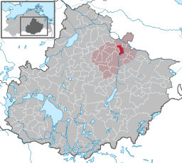 Läget för kommunen Burow i Landkreis Mecklenburgische Seenplatte