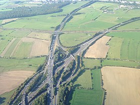 Blick auf das Zessinger Kreuz, das die A4 mit der A6 verbindet