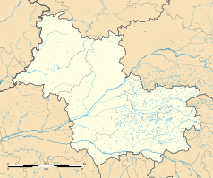 Mapa konturowa Loir-et-Cher, blisko centrum na dole znajduje się punkt z opisem „Candé-sur-Beuvron”