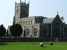 More typical limited flushwork on a village church at Stratford St Mary, Suffolk[7]