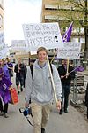 Gustav Nipe, ordförande för Ung Pirat 2011–2014, här i en demonstration i Linköping för Piratpartiet 2011.