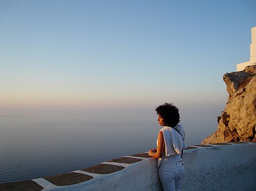 balcony in folegandros catsle, folegandros, chora, greek island