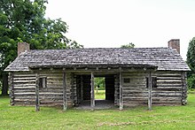 Replica log cabin representative of 1820s and 1830s Texas at San Felipe, Texas