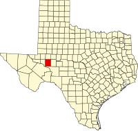 Locatie van Upton County in Texas