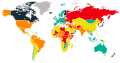 Map of the Global Peace Index in the world as of 2022