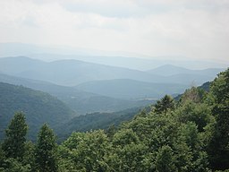 Udsigt mod øst fra Back Allegheny Mountain, Allegheny Mountain (i Monongahela National Forest, West Virginia, mellemgrunden) og Shenandoah Mountain (i George Washington National Forest, Virginia, baggrunden)