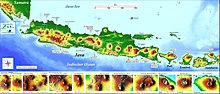 Carte physique de Java et îles de la Sonde.