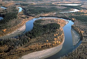 Mäandernder Fluss in den Yukon Flats