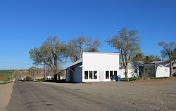 County Road Y (left) and the post office in Yellow Jacket.