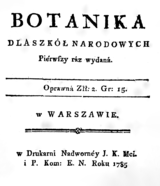 Krzysztof Kluk, Botanika dla szkół narodowych, (1785).