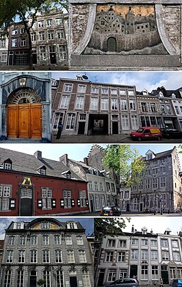 Impressies van de Hoogbrugstraat: nrs. 6-8 · gevelsteen nr. 6 · poort nr. 11 · nrs. 24-30 · Sint-Gillishospitaal & nrs. 39-43 · Poort van Beusdael · Huis Rouffaer · nrs. 52-56