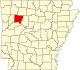 Map of Arkansas highlighting Johnson County