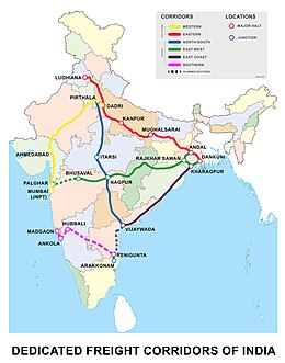 colour coded map showing freight-lines network