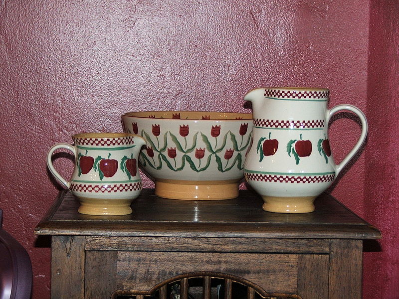 File:Irish pottery jugs bowl.jpg