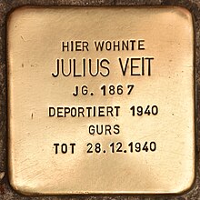 Stolperstein für Julius Veit (Freiburg-Altstadt).jpg