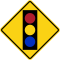 Traffic signals ahead (blue "GO" variant)