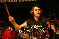 Mangini in a 2004 drum clinic in Singapore.