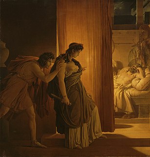 Clytemnestra Hesitating Before Striking Agamemnon (1817) Louvre Museum