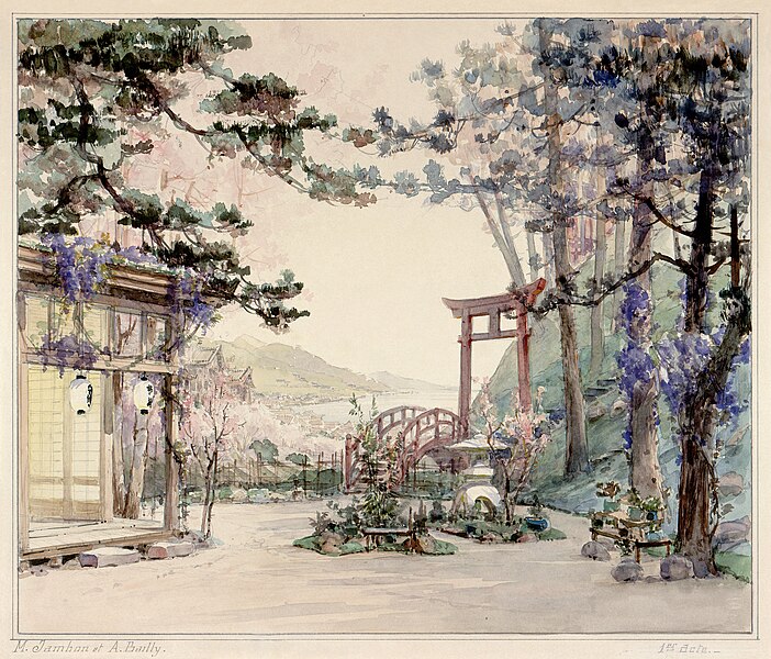 File:Collina presso Nagasaki, bozzetto di Alexandre Bailly, Marcel Jambon per Madama Butterfly (1906) - Archivio Storico Ricordi ICON000079 - Restoration.jpg