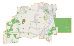 Mapa konturowa gminy Poczesna, blisko centrum u góry znajduje się punkt z opisem „Huta Stara B”