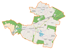 Mapa konturowa gminy Rejowiec, w centrum znajduje się punkt z opisem „Parafia Świętego Jozafata Kuncewicza”