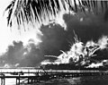 USS SHAW exploding during the Japanese raid on Pearl Harbor 7 December 1941