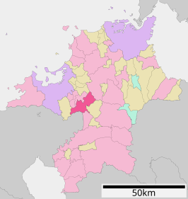 Situering van Chikushino in de prefectuur Fukuoka