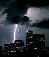 Lightning storm over Denver