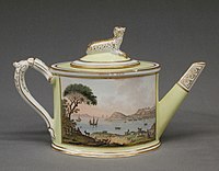 Teapot from a service with views around Naples - here Baiae, 1790s