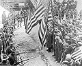 Image 22Striking I.W.W. members confront Massachusetts National Guard troops in Boston, during the Lawrence textile strike in 1912.