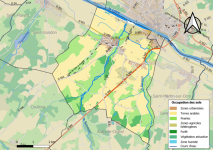 Carte des infrastructures et de l'occupation des sols de la commune en 2018 (CLC).