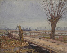 Front de l'Yser (1917), huile sur bois, 32,5 × 41 cm, localisation inconnue.