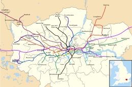 倫敦地下鐵同鐵路路綫地理圖