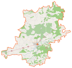 Mapa konturowa powiatu wyszkowskiego, na dole nieco na prawo znajduje się punkt z opisem „Płatków”